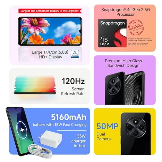 REDMI A4 5G జియో సిమ్‌లో మాత్రమే (స్టార్రీ బ్లాక్, 4 GB RAM | 128 GB ROM) యొక్క చిత్రం