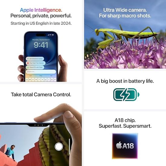 ఆపిల్ ఐఫోన్ 16 (అల్ట్రామెరైన్, 128 జీబీ) యొక్క చిత్రం