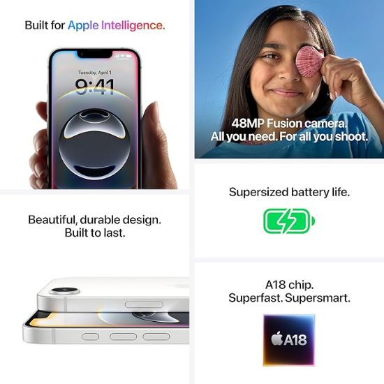 ఆపిల్ ఐఫోన్ 16e (తెలుపు, 128 జీబీ) యొక్క చిత్రం