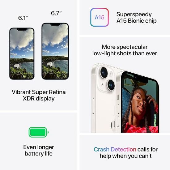 ఆపిల్ ఐఫోన్ 14 (స్టార్‌లైట్, 256 జీబీ) యొక్క చిత్రం