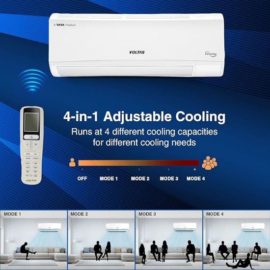 వోల్టాస్ 1.5 టన్ 3 స్టార్, ఇన్వర్టర్ స్ప్లిట్ AC (కాపర్, 4-ఇన్-1 అడ్జస్టబుల్ మోడ్, యాంటీ-డస్ట్ ఫిల్టర్, 183V వెక్ట్రా CAW, వైట్) యొక్క చిత్రం