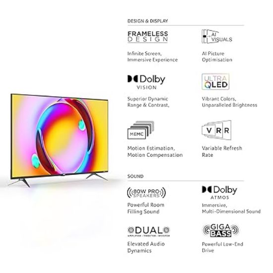 Acer 139 cm (55 అంగుళాలు) సూపర్ సిరీస్ 4K అల్ట్రా HD స్మార్ట్ QLED Google TV AR55QDXGU2875AT (నలుపు) యొక్క చిత్రం