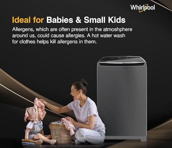 వర్ల్పూల్ 8 కేజీ 5 స్టార్ స్టెయిన్ వాష్ రాయల్ ప్లస్ ఫుల్లీ ఆటోమేటిక్ టాప్ లోడ్ వాషింగ్ మెషిన్ (SW రాయల్ ప్లస్ H 8 కేజీ గ్రే 10YMW ఇన్-బిల్ట్ హీటర్ తో) యొక్క చిత్రం