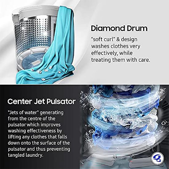 Samsung7 కేజీ, ఫుల్లీ-ఆటోమేటిక్ టాప్ లోడ్ వాషింగ్ మెషిన్ (WA70A4002GS/TL, ఇంపీరియల్ సిల్వర్) యొక్క చిత్రం