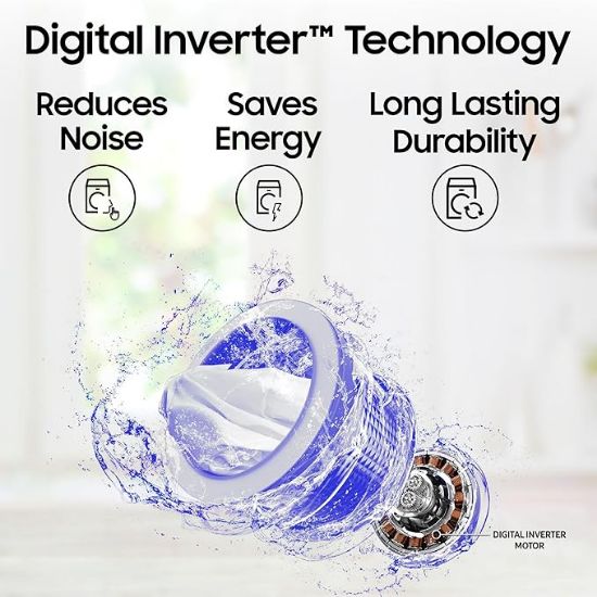 Samsung 8 కిలోలు, 5 స్టార్, ఎకో బబుల్ టెక్, డిజిటల్ ఇన్వర్టర్ మోటార్, సాఫ్ట్ క్లోజింగ్ డోర్, పూర్తిగా ఆటోమేటిక్ టాప్ లోడ్ వాషింగ్ మెషిన్ (WA80BG4441BGTL, లేత బూడిద రంగు) యొక్క చిత్రం