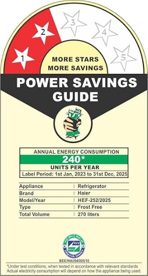 Haier 240 L, 2 స్టార్, 5 In 1 కన్వర్టిబుల్, ఫ్రాస్ట్ ఫ్రీ డబుల్ డోర్ రిఫ్రిజిరేటర్ (HEF-252DS-P, డాజిల్ స్టీల్) యొక్క చిత్రం