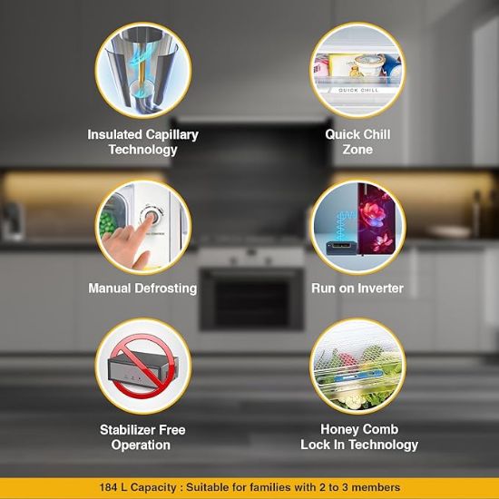 Whirlpool184 L 2 స్టార్ డైరెక్ట్-కూల్ సింగిల్ డోర్ రిఫ్రిజిరేటర్ (205 WDE PRM 2S వైన్ బ్లూమ్-జెడ్) యొక్క చిత్రం