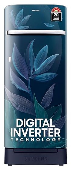 Samsung 215 L, 5 స్టార్, డిజిటల్ ఇన్వర్టర్, డైరెక్ట్-కూల్ సింగిల్ డోర్ రిఫ్రిజిరేటర్ (RR23D2H359U/HL, ప్యారడైజ్ బ్లూమ్ బ్లూ, బేస్ స్టాండ్ డ్రాయర్) యొక్క చిత్రం