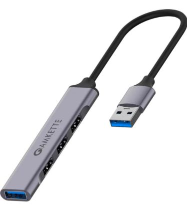 AMKETTE టైప్ A USB 3.0 4 పోర్ట్ USB హబ్ (గ్రే) యొక్క చిత్రం