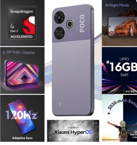 POCO M6 ప్లస్ 5G (మిస్టీ లావెండర్, 128 GB) (6 GB RAM) యొక్క చిత్రం