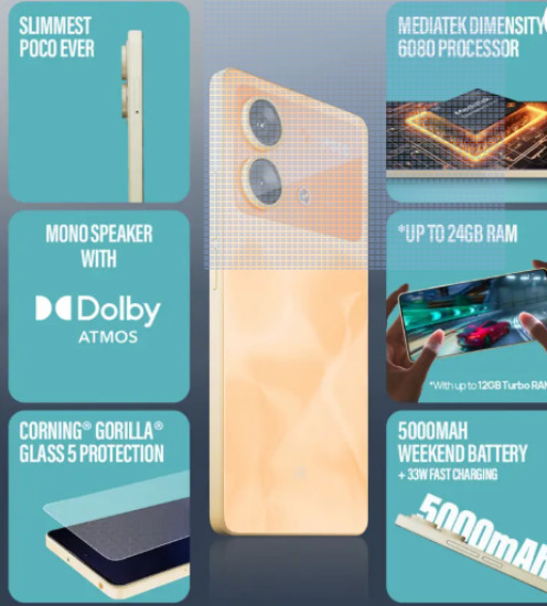 POCO X6 నియో 5G (మార్టిన్ ఆరెంజ్, 128 GB) (8 GB RAM) యొక్క చిత్రం