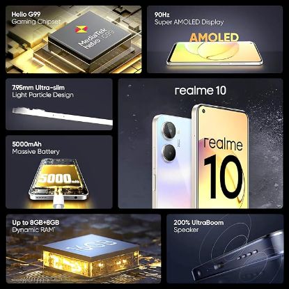 realme 10 (క్లాష్ వైట్, 128 GB) (8 GB RAM) యొక్క చిత్రం