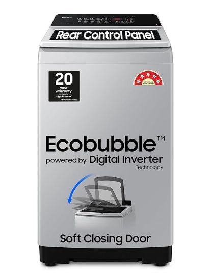 శామ్సంగ్ 7 కిలోలు, ఎకో బబుల్ టెక్నాలజీ, డిజిటల్ ఇన్వర్టర్ మోటార్, సాఫ్ట్ క్లోజింగ్ డోర్, ఫుల్లీ-ఆటోమేటిక్ టాప్ లోడ్ వాషింగ్ మెషిన్ (WA70BG4441YYTL, లావెండర్ గ్రే) యొక్క చిత్రం