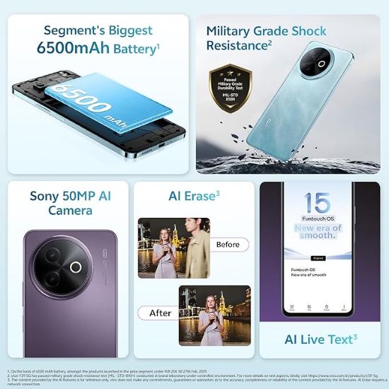 వివో Y39 5G (లోటస్ పర్పుల్, 128 GB) (8 GB RAM) యొక్క చిత్రం