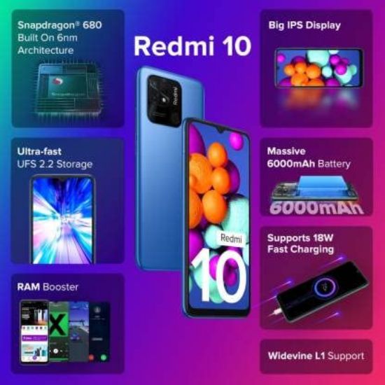 REDMI 10 (పసిఫిక్ బ్లూ, 64 GB) (4 GB RAM) యొక్క చిత్రం