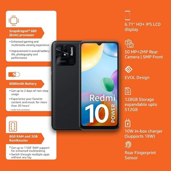 రెడ్‌మి 10 పవర్ (పవర్ బ్లాక్, 128 జిబి) (8 జిబి ర్యామ్) యొక్క చిత్రం