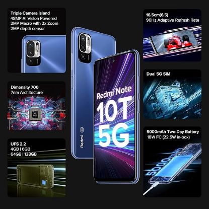 REDMI నోట్ 10T 5G (మెటాలిక్ బ్లూ, 64 GB) (4 GB RAM) యొక్క చిత్రం