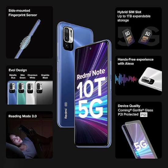 REDMI నోట్ 10T 5G (మెటాలిక్ బ్లూ, 64 GB) (4 GB RAM) యొక్క చిత్రం