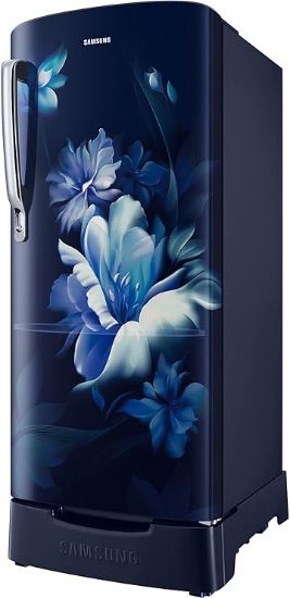 శాంసంగ్ 183 L, 3 స్టార్, డిజిటల్ ఇన్వర్టర్, డైరెక్ట్-కూల్ సింగిల్ డోర్ రిఫ్రిజిరేటర్ (RR20D1823UZ/HL, మిడ్‌నైట్ బ్లోసమ్ బ్లూ, బేస్ స్టాండ్ డ్రాయర్) యొక్క చిత్రం