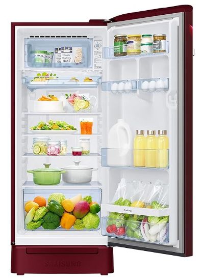 Samsung 215L 5 స్టార్ ఇన్వర్టర్ డైరెక్ట్-కూల్ సింగిల్ డోర్ రిఫ్రిజిరేటర్ ఉపకరణం (RR23C2H35RZ/HL, మిడ్‌నైట్ బ్లోసమ్ రెడ్) బేస్ స్టాండ్ డ్రాయర్ యొక్క చిత్రం