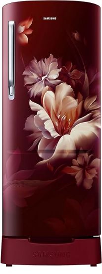 శాంసంగ్ 183 L, 3 స్టార్, డిజిటల్ ఇన్వర్టర్, డైరెక్ట్-కూల్ సింగిల్ డోర్ రిఫ్రిజిరేటర్ (RR20D1823RZ/HL, మిడ్‌నైట్ బ్లోసమ్ రెడ్, బేస్ స్టాండ్ డ్రాయర్) యొక్క చిత్రం