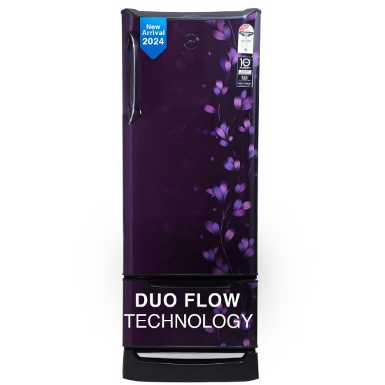 గోద్రేజ్ ఎడ్జ్ 237 L 3 స్టార్ డ్యూయో ఫ్లో టెక్నాలజీతో కూలింగ్ నష్టాన్ని 50% తగ్గించే ఇన్వర్టర్ డైరెక్ట్ కూల్ సింగిల్ డోర్ రిఫ్రిజిరేటర్ (2024 మోడల్, RD EDUO 270C TDI JD PR, జాడే పర్పుల్) యొక్క చిత్రం