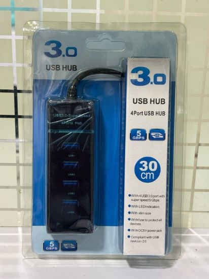 USB 3.0 సూపర్ స్పీడ్‌తో 4-పోర్ట్ USB హబ్ యొక్క చిత్రం