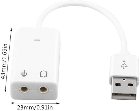 ADNET అన్ని IT గాడ్జెట్‌లు USB సౌండ్ కార్డ్ (తెలుపు) యొక్క చిత్రం