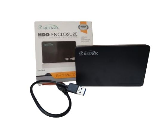 REENOX USB 3.0 SSD/HDD ఎన్‌క్లోజర్ 2.5 అంగుళాల ఎక్స్‌టర్నల్ HDD SSD ఎన్‌క్లోజర్ (బాహ్య HDD, ఎక్స్‌టర్నల్ SSD, పోర్టబుల్ HDD 2.5 అంగుళాల, పోర్టబుల్ SSD 2.5 అంగుళాల, నలుపు కోసం) యొక్క చిత్రం