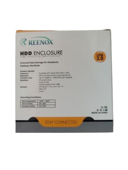 REENOX USB 3.0 SSD/HDD ఎన్‌క్లోజర్ 2.5 అంగుళాల ఎక్స్‌టర్నల్ HDD SSD ఎన్‌క్లోజర్ (బాహ్య HDD, ఎక్స్‌టర్నల్ SSD, పోర్టబుల్ HDD 2.5 అంగుళాల, పోర్టబుల్ SSD 2.5 అంగుళాల, నలుపు కోసం) యొక్క చిత్రం