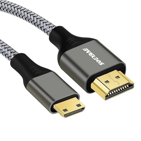 SOEYBAE మినీ HDMI నుండి HDMI కేబుల్ 3ft/1M HDMI నుండి మినీ HDMI 2.0 కార్డ్ సపోర్ట్ 3D 4K/60Hz 1080p 720p, నికాన్, గ్రాఫిక్స్ వీడియో కార్డ్‌లు, పికో ప్రొజెక్టర్, కానన్ EOS, DSLR కెమెరా, క్యామ్‌కార్డర్, టాబ్లెట్‌తో అనుకూలమైనది యొక్క చిత్రం