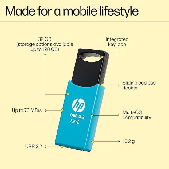 HP 712w 32GB USB 3.2 ఫ్లాష్ డ్రైవ్- నీలం యొక్క చిత్రం