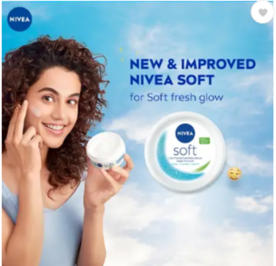 ముఖం, చేతులు & శరీరానికి NIVEA సాఫ్ట్ లైట్ మాయిశ్చరైజర్, విటమిన్ E & జోజోబా ఆయిల్ తో కూడిన నాన్-స్టిక్కీ క్రీమ్ (100 మి.లీ) యొక్క చిత్రం