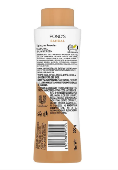 పాండ్స్ శాండల్ రేడియన్స్ టాల్కమ్ పౌడర్ నేచురల్ సన్‌స్క్రీన్ యొక్క చిత్రం