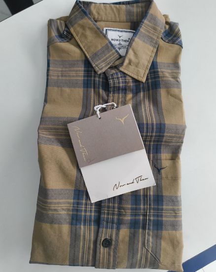 పురుషులు స్వచ్ఛమైన కాటన్ ఫ్లాన్నెల్ క్యాజువల్ చెక్  షర్ట్ యొక్క చిత్రం