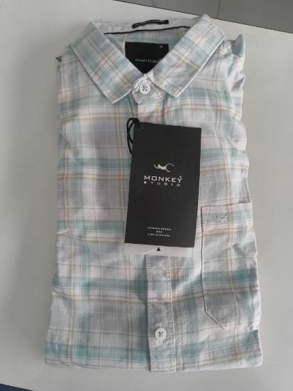 పురుషులు స్వచ్ఛమైన కాటన్ ఫ్లాన్నెల్ క్యాజువల్ చెక్  షర్ట్ యొక్క చిత్రం