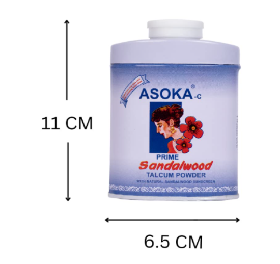 అశోకా-సి శాండల్‌వుడ్ టాల్కమ్ పౌడర్ బ్లూ 300గ్రా యొక్క చిత్రం