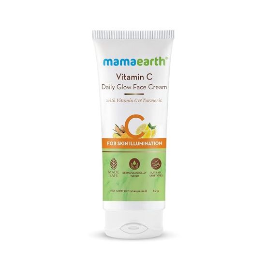 చర్మ కాంతి కోసం విటమిన్ సి & పసుపుతో కూడిన మామఎర్త్ విటమిన్ సి డైలీ గ్లో ఫేస్ క్రీమ్ - 80 గ్రా యొక్క చిత్రం