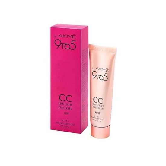 Lakme 9 to 5 CC Cream Mini, 01 - Beige, Light Face Makeup with Natural Coverage, SPF 30 - Tinted Moisturizer to Brighten Skin, Conceal Dark Spots, 9 g యొక్క చిత్రం