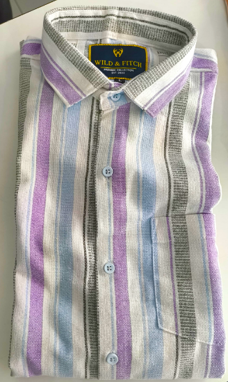 వైల్డ్ &ఫిచ్ పురుషుల లేత ఊదా మరియు నీలం చారల చొక్కా యొక్క చిత్రం