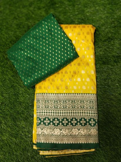 బనారసి-శైలి పట్టు (సిల్క్) మెటీరియల్, పిల్లల లెహెంగా మరియు బ్లౌజ్ సెట్ కోసం రూపొందించిన ఆర్ట్ సిల్క్ లేదా సెమీ-పట్టు ఫాబ్రిక్(one meter). యొక్క చిత్రం