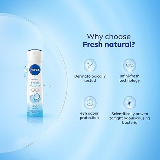NIVEA ఉమెన్ ఫ్రెష్ నేచురల్ డియోడరెంట్ స్ప్రే, 150Ml యొక్క చిత్రం