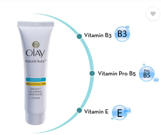 విటమిన్ B3, ప్రో B5, E మరియు UV ప్రొటెక్షన్ కలిగిన OLAY నేచురల్ ఆరా రేడియన్స్ క్రీమ్ (20 గ్రా) యొక్క చిత్రం