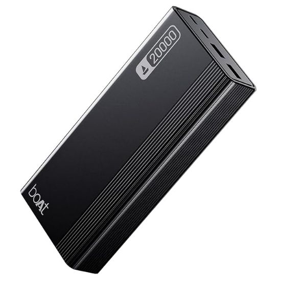 boAt Energyshroom PB401 20000mAh పవర్ బ్యాంక్ | మైక్రో USB మరియు టైప్ C (2-వే ఇన్‌పుట్ పోర్ట్‌లు), 22.5W, 3X అవుట్‌పుట్ పోర్ట్‌లు, టాబ్లెట్‌లు, స్మార్ట్‌ఫోన్‌లు, ఇయర్‌బడ్‌లు, స్మార్ట్‌వాచ్ (కార్బన్ బ్లాక్) తో అనుకూలమైనది యొక్క చిత్రం