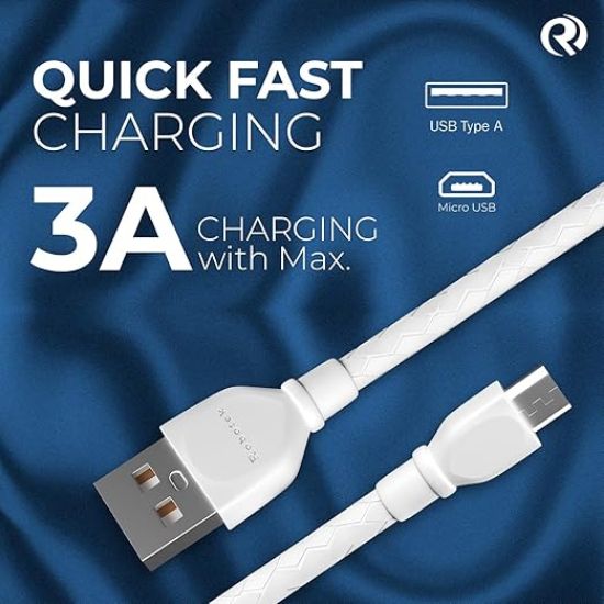 రోబోటెక్ USB-A నుండి మైక్రో USB 3A ఫాస్ట్ ఛార్జింగ్ కేబుల్ ఆండ్రాయిడ్ ఫోన్‌లు/టాబ్లెట్‌లకు అనుకూలంగా ఉంటుంది, 480mbps డేటా బదిలీ వేగం, 10000+ బెండ్స్ జీవితకాలం, మైక్రో USB డేటా కేబుల్, టాంగిల్-ఫ్రీ కేబుల్ (USB నుండి మైక్రో USB) యొక్క చిత్రం