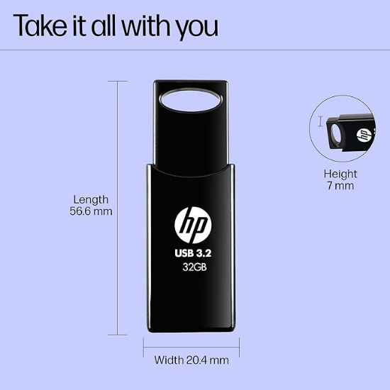 HP 712w 32GB USB 3.2 ఫ్లాష్ డ్రైవ్- నలుపు యొక్క చిత్రం