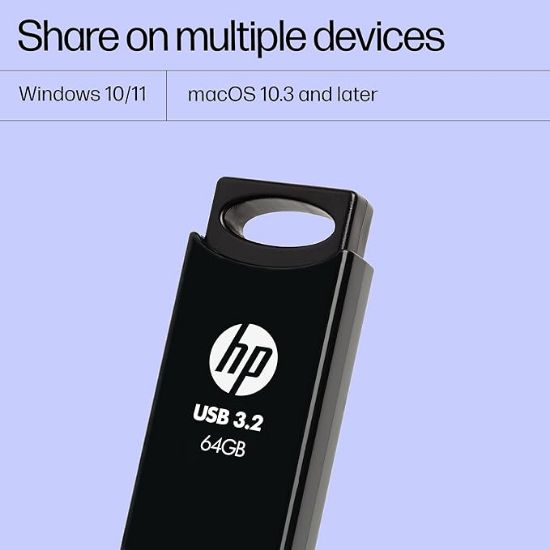 HP 712w 64GB USB 3.2 ఫ్లాష్ డ్రైవ్- నలుపు యొక్క చిత్రం