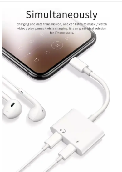 ఐఫోన్ J85 ఫోన్ కన్వర్టర్‌కు అనుకూలమైన ఇమ్యుటబుల్ వైట్ 2in1 ఛార్జింగ్ మరియు ఆడియో కేబుల్ యొక్క చిత్రం