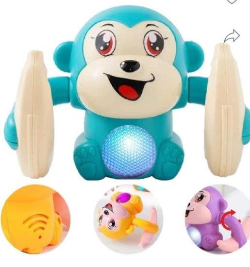 ఫన్ ఎక్స్‌ప్రెస్ డ్యాన్సింగ్ మంకీ మ్యూజికల్ టాయ్ ఫర్ కిడ్స్ బేబీ స్పిన్నింగ్ రోలింగ్ డాల్ టంబుల్ టాయ్ విత్ వాయిస్ కంట్రోల్ మ్యూజికల్ లైట్ అండ్ సౌండ్ ఎఫెక్ట్స్ విత్ సెన్సార్ - ISI మార్క్ - మల్టీకలర్ యొక్క చిత్రం