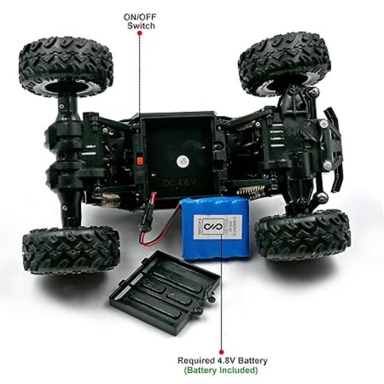 VikriDA RC రిమోట్ కంట్రోల్ రాక్ క్రాలర్ ఫోర్ వీల్ డ్రైవ్ 1:16 మెటల్ అల్లాయ్ బాడీ రిమోట్ కంట్రోల్ రాక్ క్లైంబర్ హై స్పీడ్ మాన్స్టర్ రేసింగ్- యాదృచ్ఛిక రంగు (మల్టీకలర్) యొక్క చిత్రం